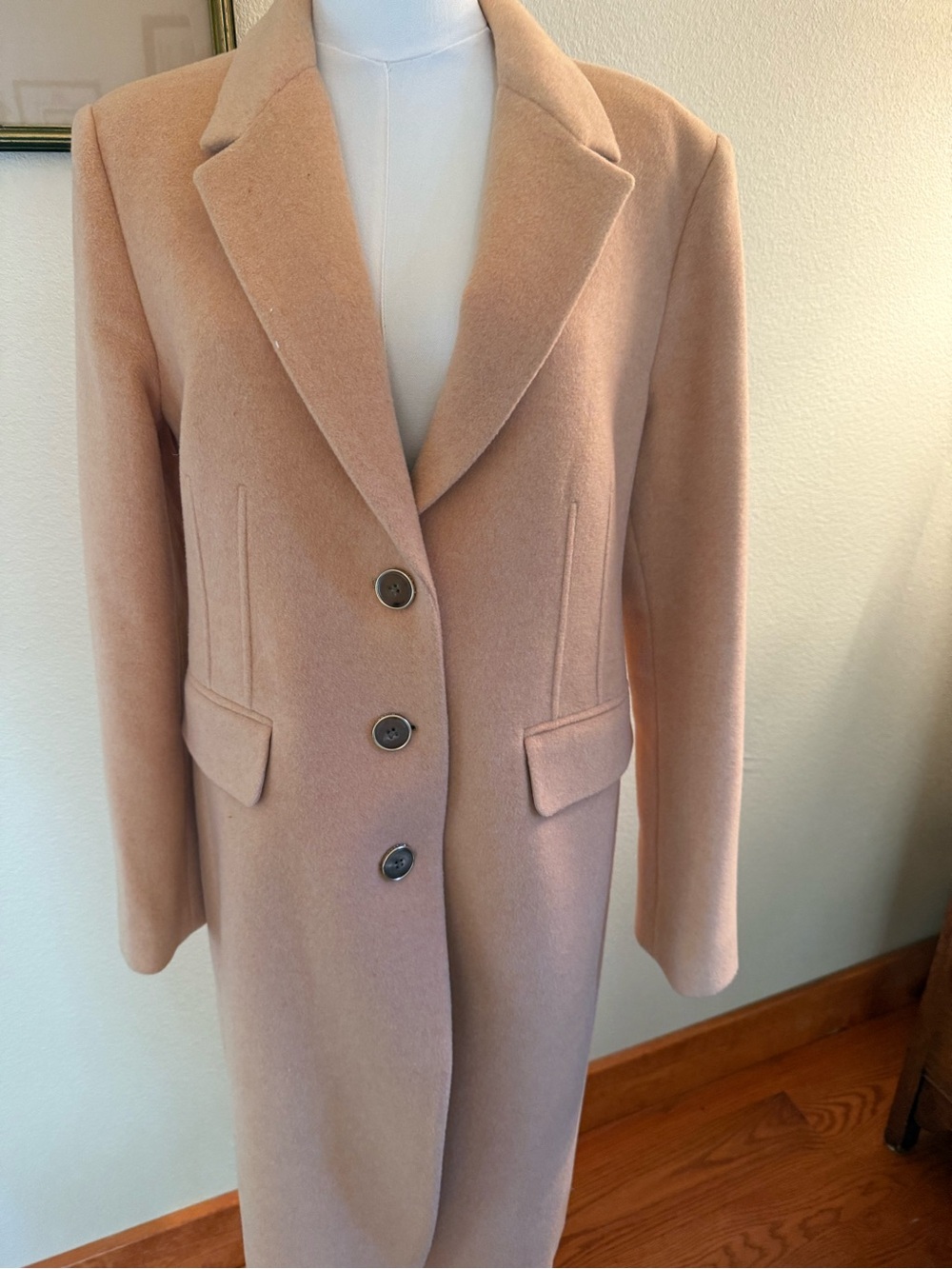 St. John Women's Blush Camel Single-Breasted Wool Trench Coat